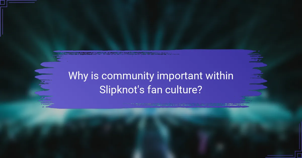 Why is community important within Slipknot's fan culture?